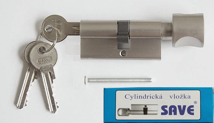 Vložka SAVE R s knoflíkem 30+35 3 klíče nikl-sat - Vložky,zámky,klíče,frézky Vložky cylindrické Vložky bezpečnostní